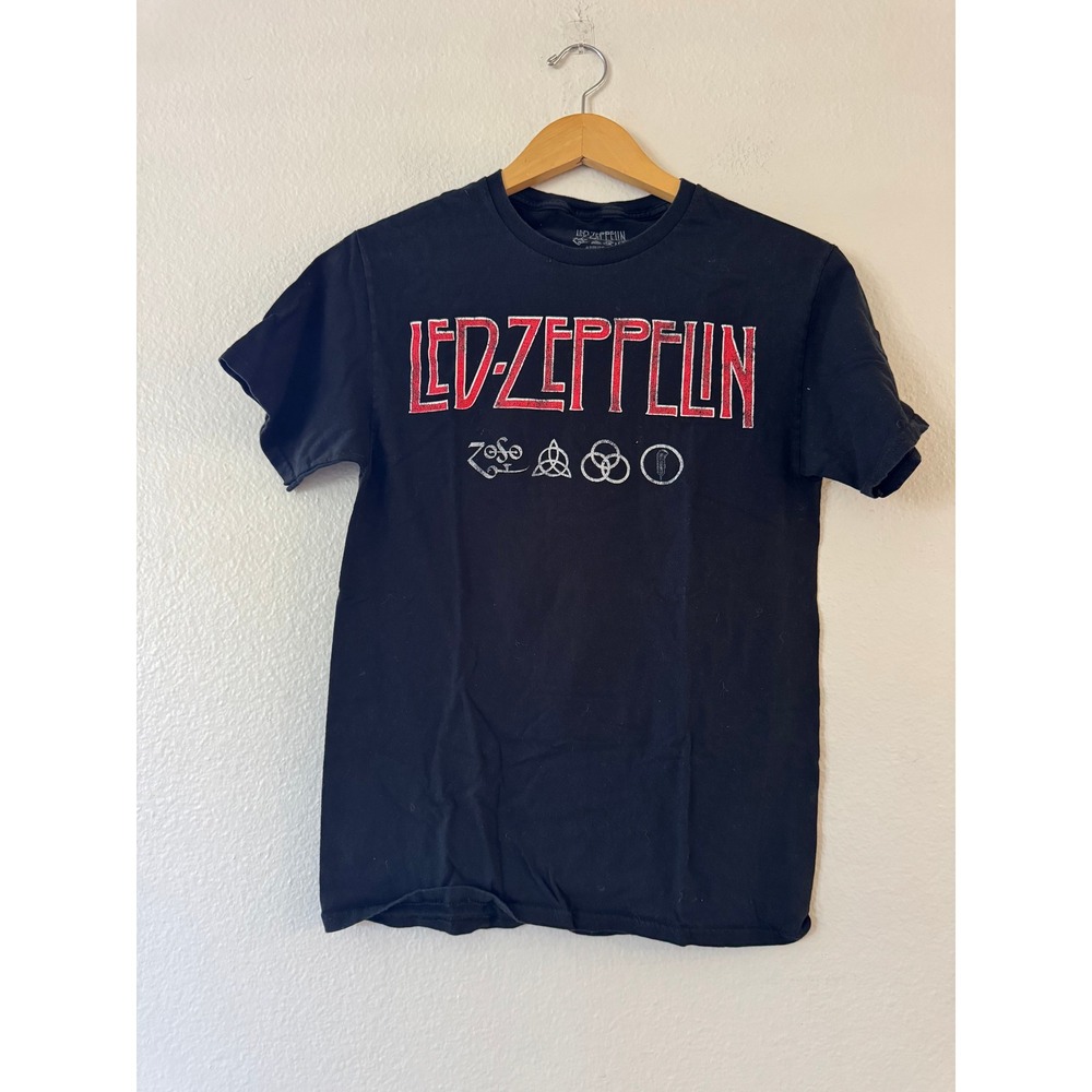Led Zeppelin Band Tee Four Symbols Graphic Shirt Size S Black Excellent
